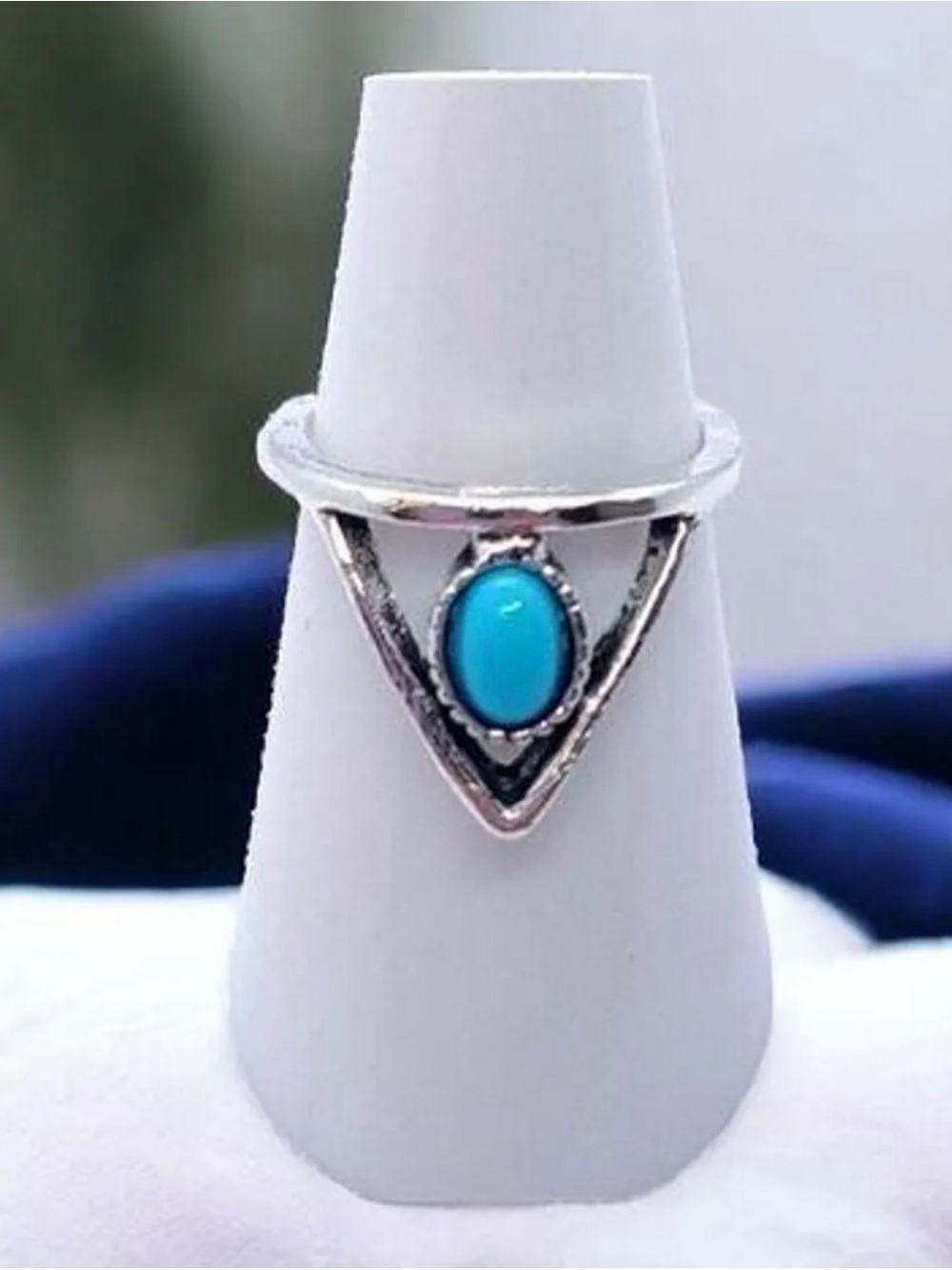 Silver-Tone Southwestern Geometric Fashion Ring